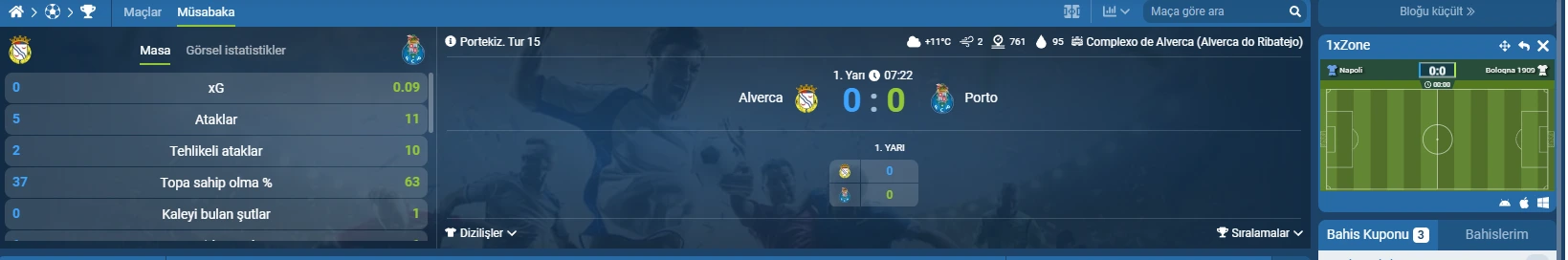 1xBet canlı bahis ve skor takibi